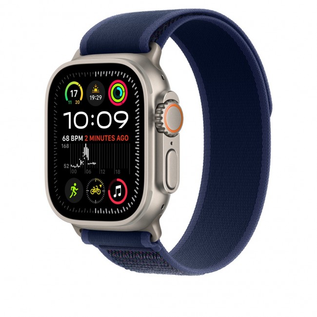 Apple 49mm Blue Trail Loop - S/M - Natural Titanium Finish