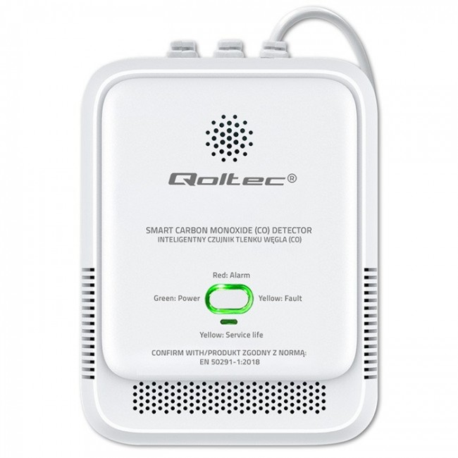 Qoltec 52576 Carbon monoxide sensor | CO detector | alarm 85dB | LED