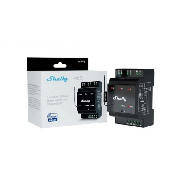 Shelly Qubino Wave Pro 3 3-channel Din Z-wave Bus Relay