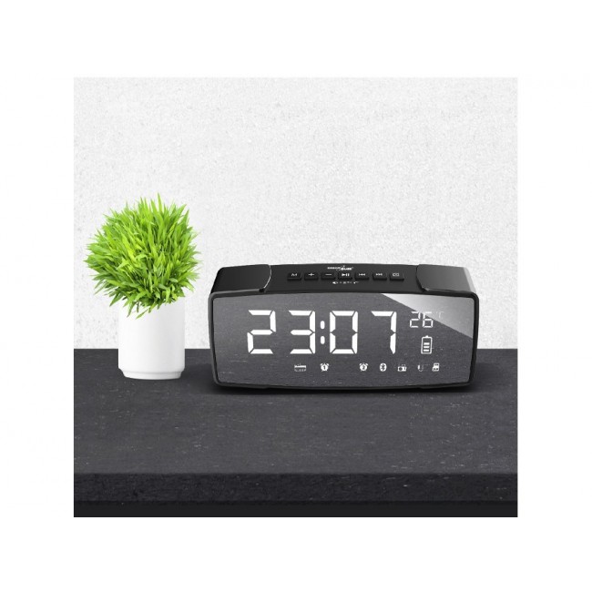GreenBlue bluetooth clock radio, FM, aux-in, 6W, temperature, alarm, clock, 2200mAh battery, GB200
