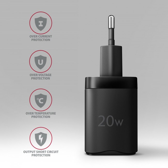 Axagon ACU-PQ20 wall charger QC3.0/AFC/FCP+ PD type-C 20 W - schwarz - USB Typ C Mobile phone, Smartphone, Smartwatch, Tablet, Universal Black AC Fast charging Indoor Axagon ACU-PQ20 wall charger QC3.0/AFC/FCP+ PD type-C 20 W - schwarz - USB Typ C Mobile phone, Smartphone, Smartwatch, Tablet, Universal Black AC Fast charging Indoor