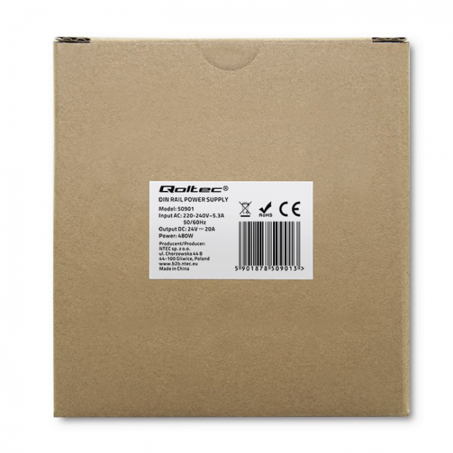 Qoltec Industrial Din Rail Power Supply | 480W | 24V | 20A Qoltec Industrial Din Rail Power Supply | 480W | 24V | 20A