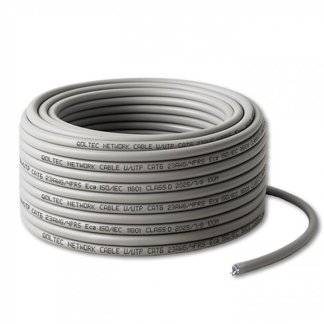 Qoltec Kabel Patchcord sieciowy skrętka UTP| Miedziany Cu |CAT6 | High speed 1Gb/s | LAN | 100m | szary