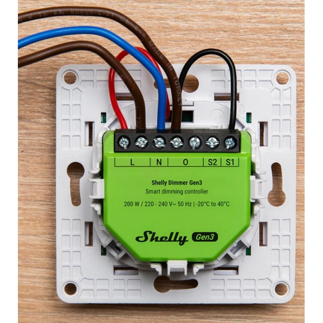 Shelly Dimmer Gen3 Built-in Black, Lime