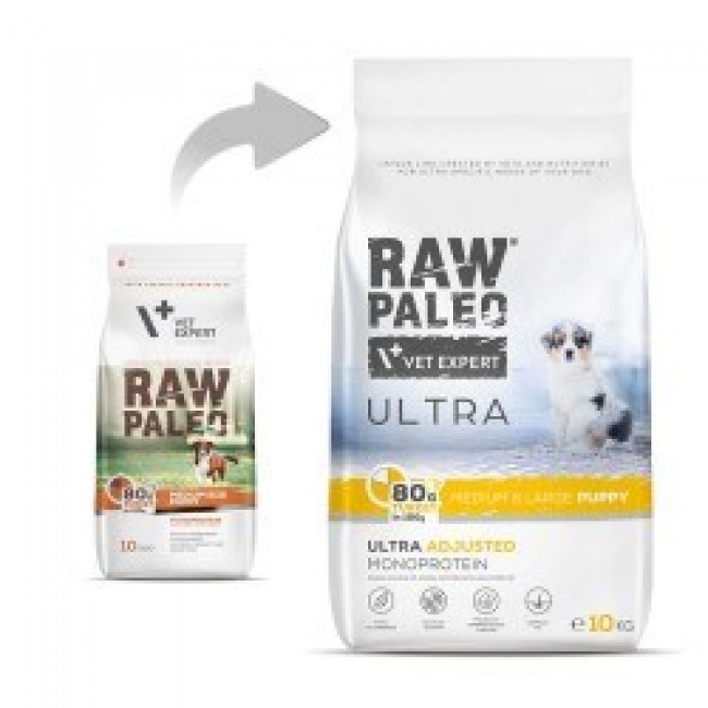 VET EXPERT RAW PALEO Ultra Medium&Large Puppy Turkey - dry food for puppies - 10 kg