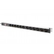 Digitus Socket strip with aluminum profile with switch and surge protection, 12-way safety sockets, 2 m cable safety plug