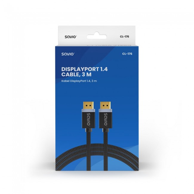 SAVIO DISPLAYPORT (M) - DISPLAYPORT (M) CABLE, V1.4, 3 m, CL-176 SAVIO DISPLAYPORT (M) - DISPLAYPORT (M) CABLE, V1.4, 3 m, CL-176