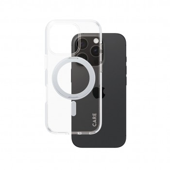 PanzerGlass CARE by Feature Case Transparent w. Silver Kickstand & MagSafe iPhone 16 Pro
