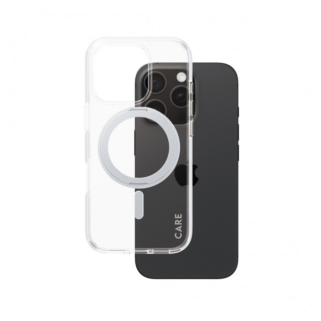 PanzerGlass CARE by Feature Case Transparent w. Silver Kickstand & MagSafe iPhone 16 Pro
