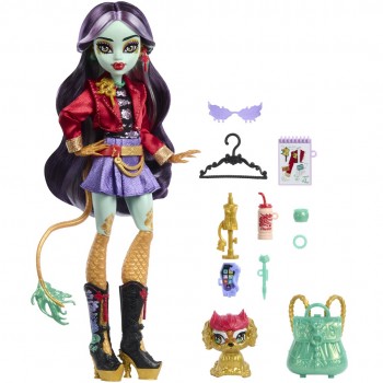 Monster High Jinafire Long Fashion Doll with Pet Dog Cloudy Yun Yun and 7 Accessories