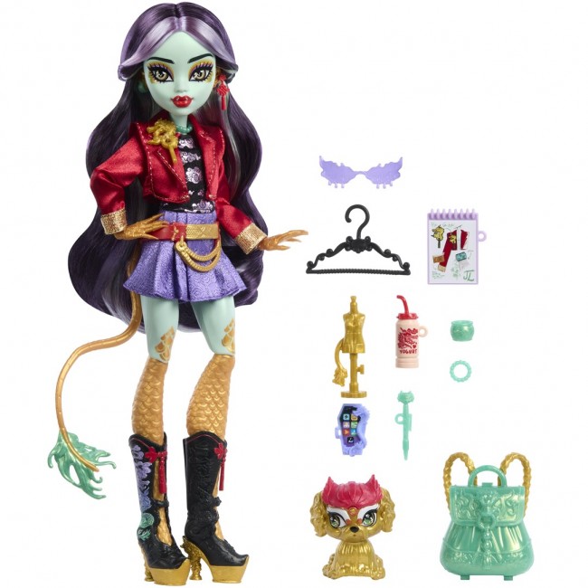 Monster High Jinafire Long Fashion Doll with Pet Dog Cloudy Yun Yun and 7 Accessories Monster High Jinafire Long Fashion Doll with Pet Dog Cloudy Yun Yun and 7 Accessories