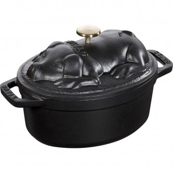 STAUB SPECIAL COCOTTE Cast iron pot oval pig 1 ltr, black