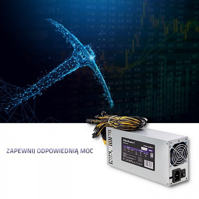 Qoltec 50349 PCI-E 1800W power supply | 80 Plus Platinum | Game miner