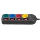 Maclean power strip, 4-socket extension cable + 2xUSB, with switches, 250VAC/10A, 2.1A 5V, 1.5m, black, MCE229 B Maclean power strip, 4-socket extension cable + 2xUSB, with switches, 250VAC/10A, 2.1A 5V, 1.5m, black, MCE229 B