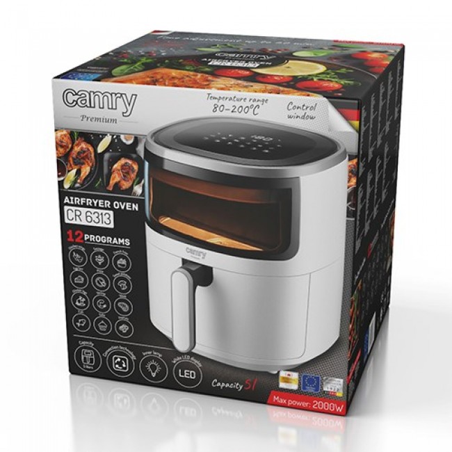 Camry CR 6313 Airfryer 12 programmes 5 litres Silver Camry CR 6313 Airfryer 12 programmes 5 litres Silver