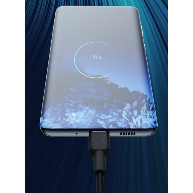 AUKEY CB-NCC1 USB-C Type-C Power Delivery PD 60W 3A 1m Nylon Black AUKEY CB-NCC1 USB-C Type-C Power Delivery PD 60W 3A 1m Nylon Black