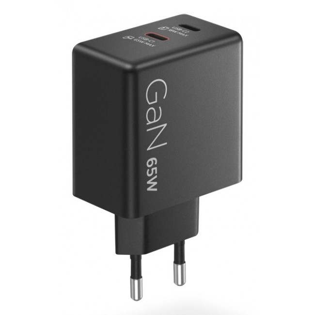Lenovo Dual USB-C 65W GaN Charger Universal Black AC Indoor