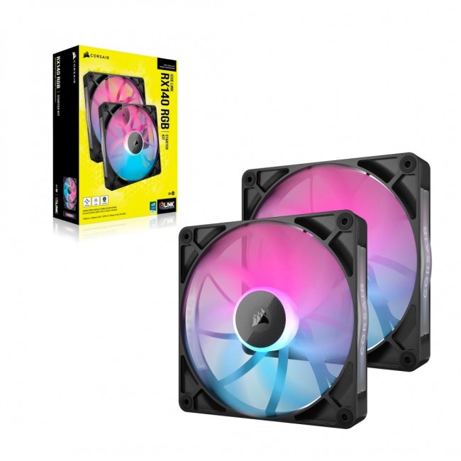 Corsair iCUE LINK RX140 RGB Computer case Fan 14 cm Black 2 pc(s) Corsair iCUE LINK RX140 RGB Computer case Fan 14 cm Black 2 pc(s)