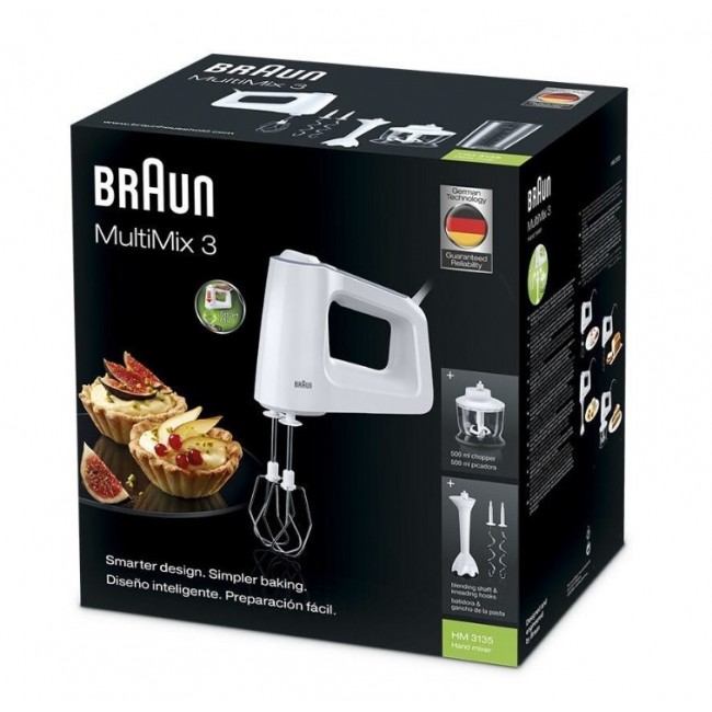 Braun HM 3135 WH Hand mixer 500 W Grey, White Braun HM 3135 WH Hand mixer 500 W Grey, White