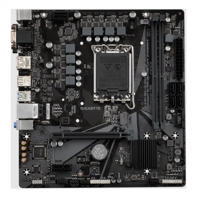 GIGABYTE H610M S2H V2 DDR4 Motherboard - Supports Intel Core 14th CPUs, 6+1+1 Hybrid Phases Digital VRM, up to 3200MHz DDR4 (OC), 1xPCIe 3.0 M.2, GbE LAN, USB 3.2 Gen 1