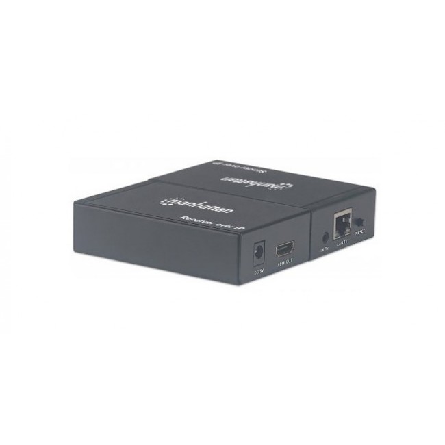 Manhattan 1080p HDMI over IP Extender Kit, Extends 1080p Signal up to 120m with a Network Switch and Single Ethernet Cable, IR Support, Black, Three Year Warranty