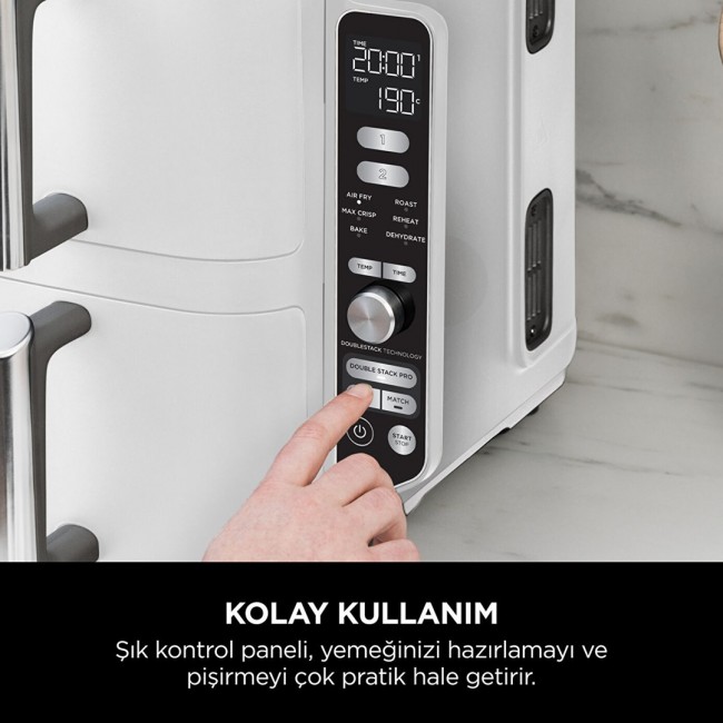 SharkNinja SL400EUWH fryer Double 9.5 L Stand-alone 2470 W Hot air fryer White