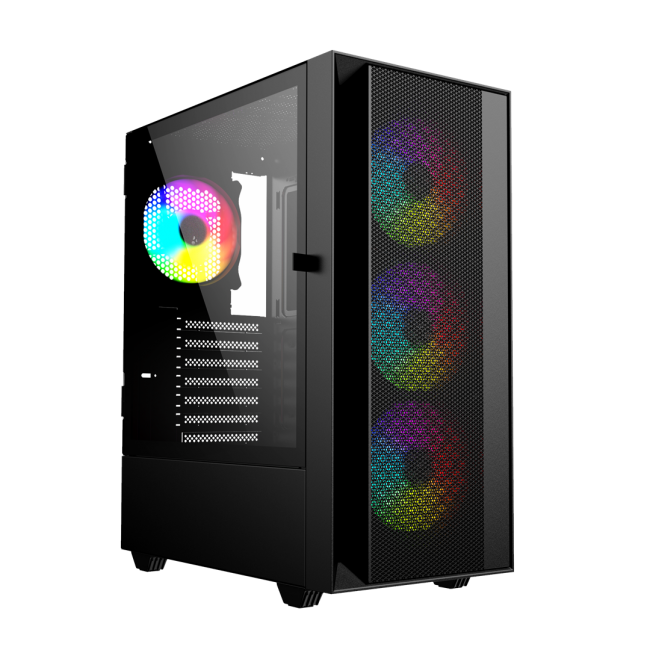 Gembird Fornax 4000 ARGB gaming ATX computer case, Midi Tower, backlight, Black