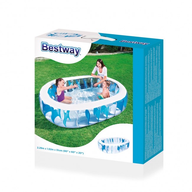 Bestway Inflatable Elliptic Family Pool 2.29m x 1.52m x 51cm - blue