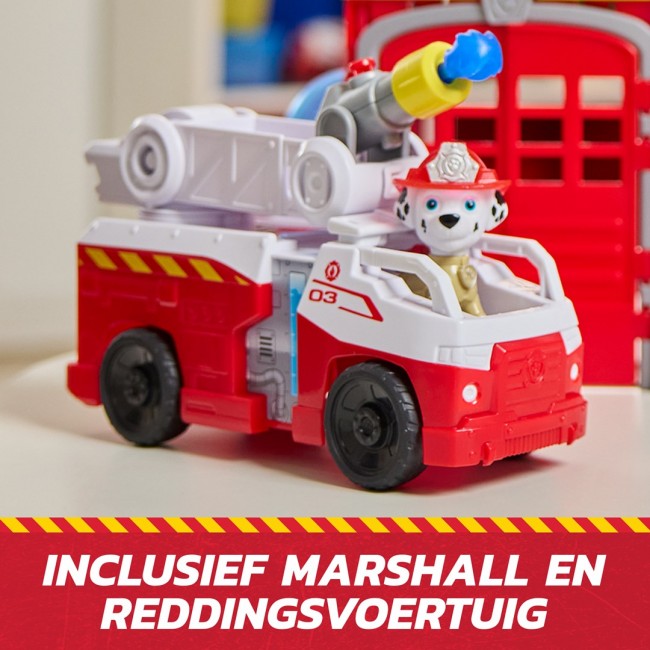 PAW Patrol Fire Rescue Command Center with Marshall Figure, Rescue Fire Truck, Lights, Launcher & Sound Fx, Kids Toys for Boys & Girls Ages 3 and Up