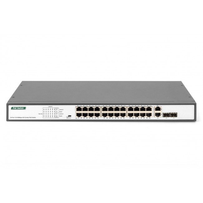 Digitus DN-95343 network switch Unmanaged Fast Ethernet (10/100) Power over Ethernet (PoE) 1U Black, Silver