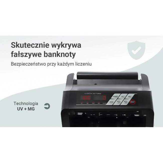 Extralink LOCKSTAR PROFESJONALNA LICZARKA NOMINALOWA DO BANKNOT W UV, IR, MG X-300 Banknote counting machine White Extralink LOCKSTAR PROFESJONALNA LICZARKA NOMINALOWA DO BANKNOT W UV, IR, MG X-300 Banknote counting machine White
