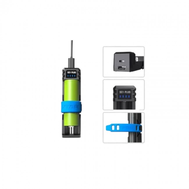 Fast charger to batteries 3.7V/1.2V XTAR SC1+ USB-C power bank