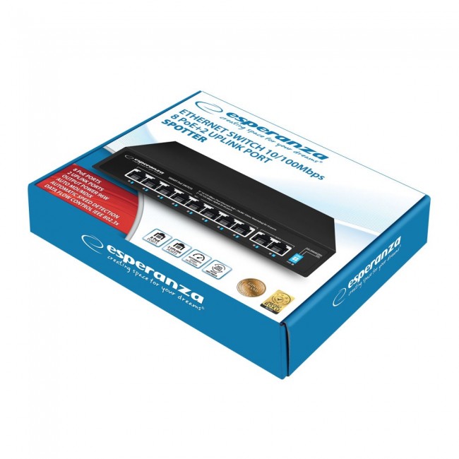 Esperanza ENS106 10-port Poe Switch 10/100 96W Esperanza ENS106 10-port Poe Switch 10/100 96W
