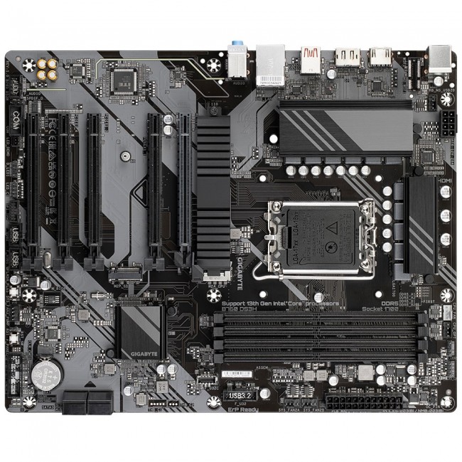 GIGABYTE B760 DS3H Motherboard - Supports Intel Core 14th Gen CPUs, 8+2+1 Phases Digital VRM, up to 7600MHz DDR5 (OC), 2xPCIe 4.0 M.2, GbE LAN, USB 3.2 Gen 2x2
