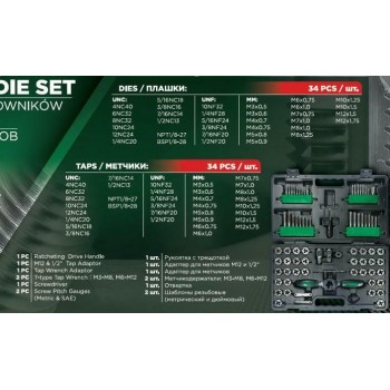 ROCKFORCE 76pcs Tap & Die Set M3-M12