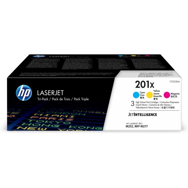 HP 201X 3-pack High Yield Cyan/Magenta/Yellow Original LaserJet Toner Cartridges HP 201X 3-pack High Yield Cyan/Magenta/Yellow Original LaserJet Toner Cartridges