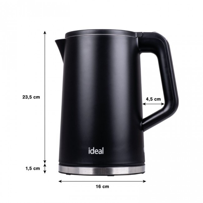 IDEAL Kettle 1.7 l, steel body, power 1500 W, black