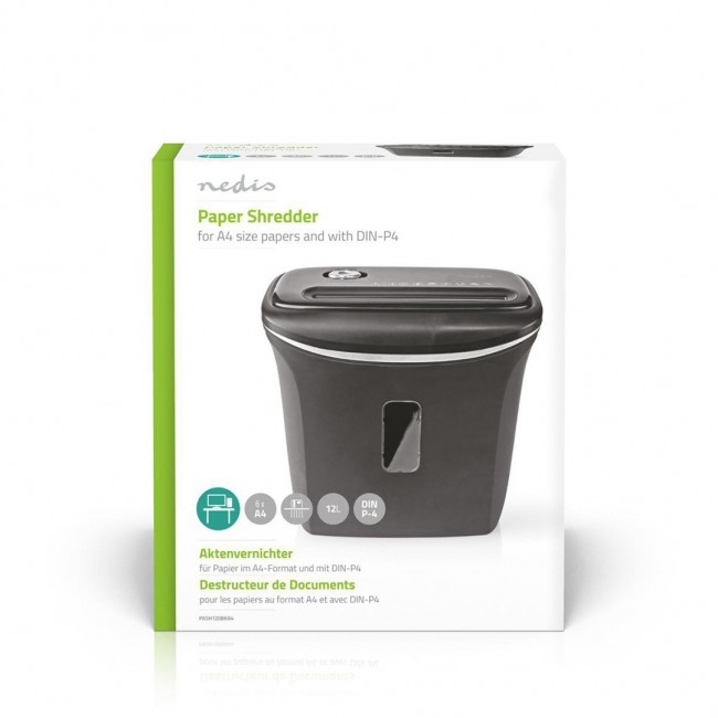 Nedis PASH120BKA4 paper shredder Strip shredding 22 cm Black Nedis PASH120BKA4 paper shredder Strip shredding 22 cm Black