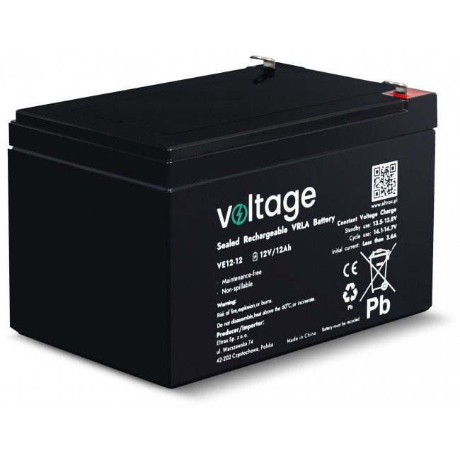 AGM Battery Voltage 12V 12Ah VE12-12 (Lifespan 6-9 Years)