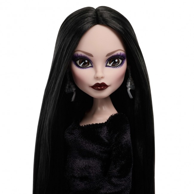 Monster High x Wednesday Collectible Doll, Morticia Addams in Black Velvet Dress