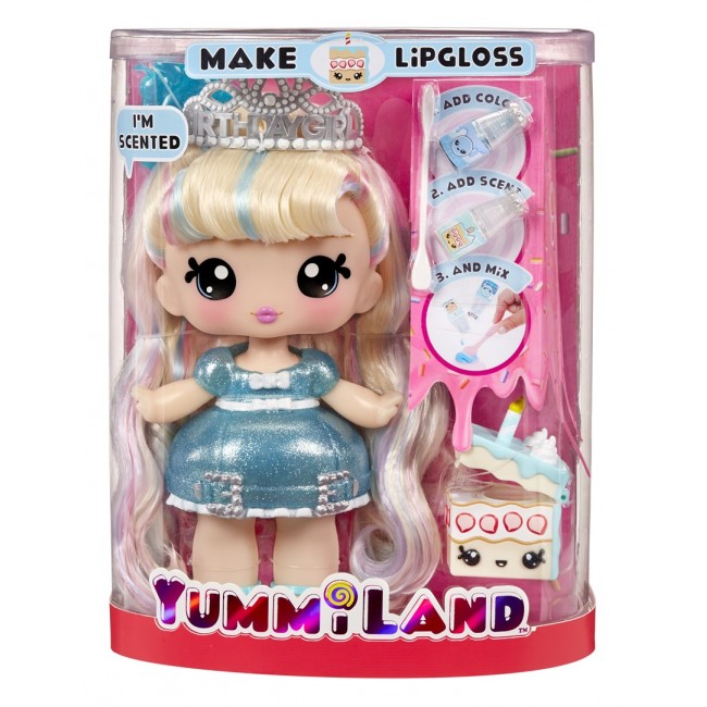 MGA Entertainment Yummiland Large Doll + Lipgloss Pet - Callie Birthday Cake MGA Entertainment Yummiland Large Doll + Lipgloss Pet - Callie Birthday Cake