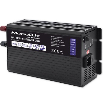 Qoltec Smart Monolith Battery Charger for LiFePO4 AGM GEL SLA batteries | 20A | 24V