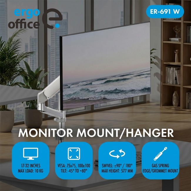 Ergo Office Monitor Mount/Hanger, Gas Spring, 17 Ergo Office Monitor Mount/Hanger, Gas Spring, 17