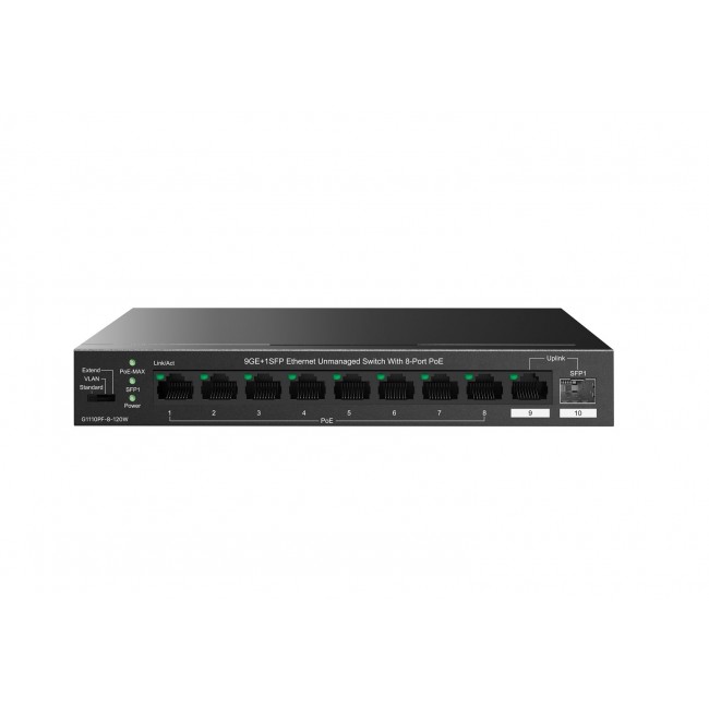 Tenda TEG1110PF-8-120W network switch Unmanaged Gigabit Ethernet (10/100/1000) Power over Ethernet (PoE) Black