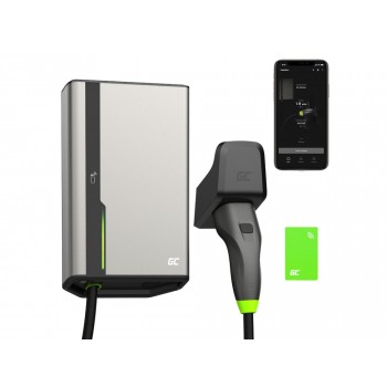 Green Cell GC EVGC021B2250 - Wallbox, 3,6 - 22 KW, 5 m, NFC Grey Aluminium Wall Built-in display LED