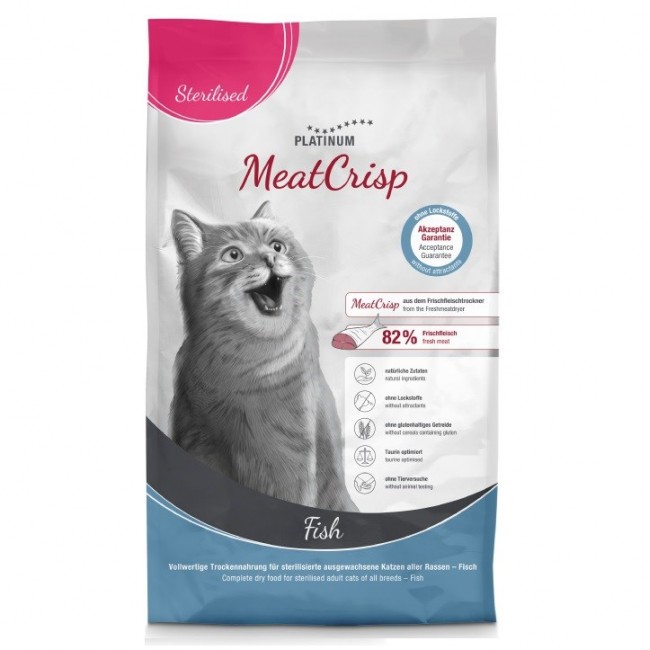 PLATINUM MeatCrisp Sterilised Fish - dry cat food - 1,5kg
