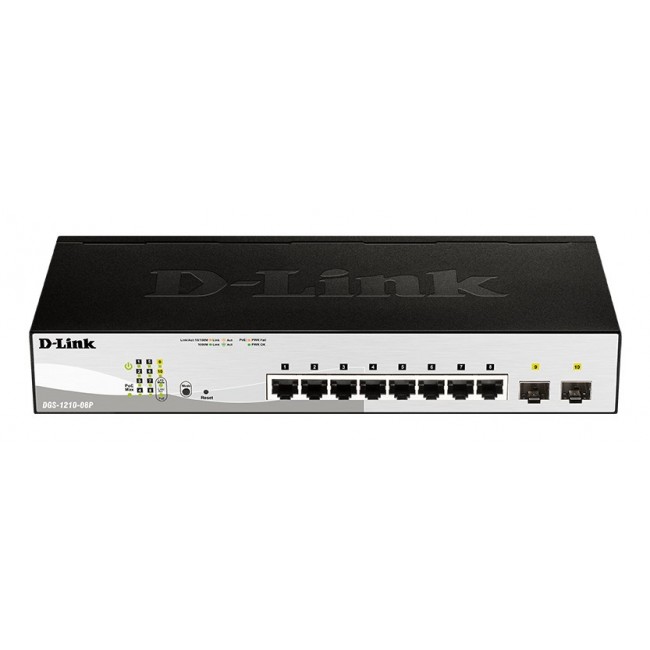 D-Link DGS-1210-08P Managed L2 Gigabit Ethernet (10/100/1000) Power over Ethernet (PoE) Black D-Link DGS-1210-08P Managed L2 Gigabit Ethernet (10/100/1000) Power over Ethernet (PoE) Black