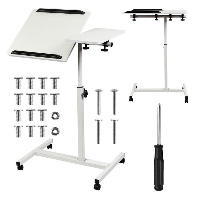 Maclean mobile desk/laptop stand, white, height adjustment 59-89cm, max. 30kg , MC-121 W