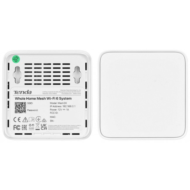 Tenda MX3 (2-PACK) mesh wi-fi system Dual-band (2.4 GHz / 5 GHz) Wi-Fi 6 (802.11ax) White 1 Internal