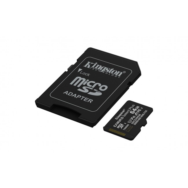 Kingston Technology 64GB microSDXC Canvas Select Plus Gen3 100MB/s A1 Card + Adapter Kingston Technology 64GB microSDXC Canvas Select Plus Gen3 100MB/s A1 Card + Adapter